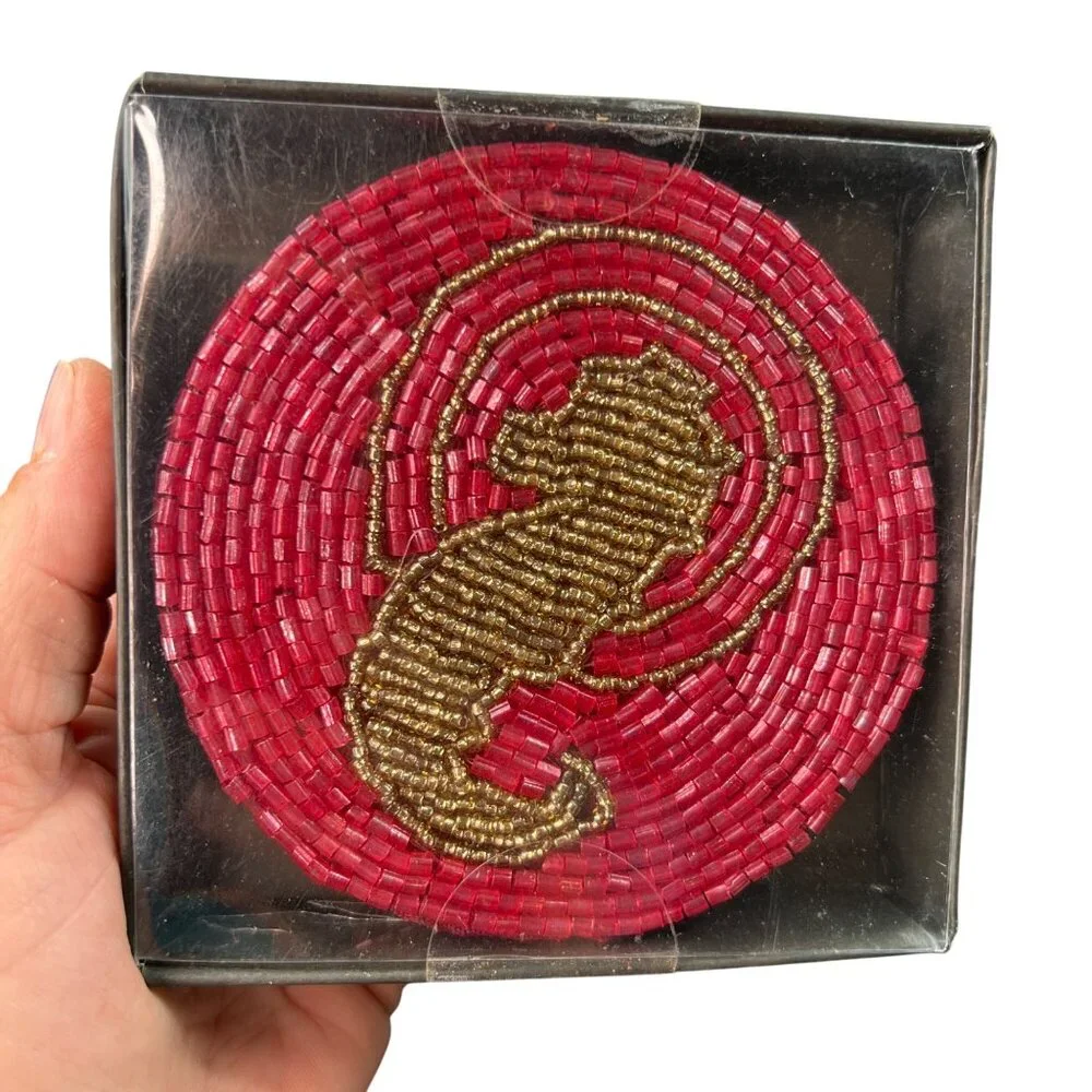 NEW Waterford Fine Linens Set Of 4 Beaded Seahorse Coasters 4